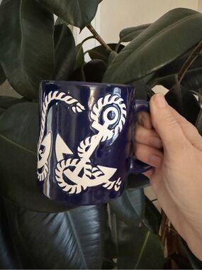 Vintage Waechtersbach West Germany Nautical Anchor Glazed Stoneware Coffee Mug